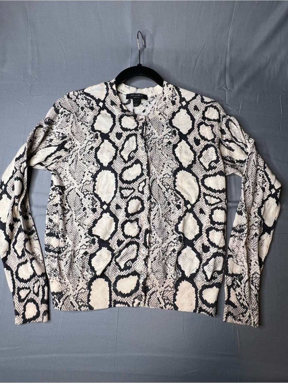 AllSaints Anouk Snake Print Wool Cardigan Size M